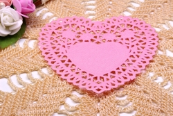 Papier Doilies Herz rosa (12 Stck)
