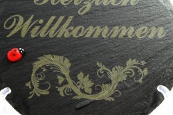 Schieferstein Herzlich Willkommen (gemss Kundenauftrag)